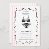 Invitation Douche nuptiale rose et noire (Devant / Derrière)