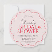 Invitation Douche nuptiale rose et rouge (Devant)