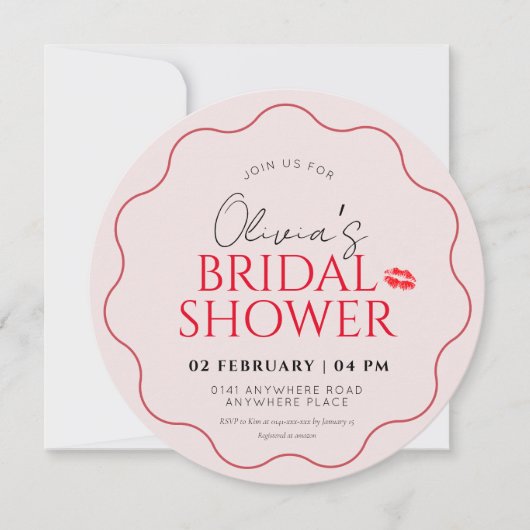 Invitation Douche nuptiale rose et rouge (Devant)