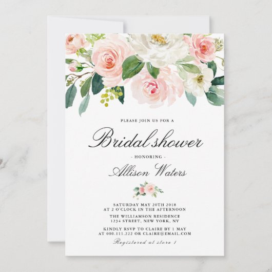 Invitation Douche nuptiale rose éthérée (Devant)