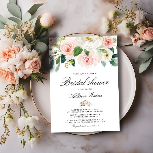 Invitation Douche nuptiale rose éthérée