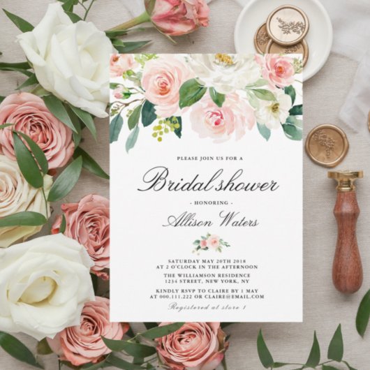 Invitation Douche nuptiale rose éthérée