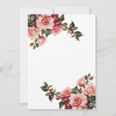 Invitation Douche nuptiale rose foncé et roses rouges (Dos)