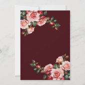 Invitation Douche nuptiale rose foncé et roses rouges (Dos)