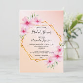 Invitation Douche nuptiale rose or rose roux geo (Debout devant)
