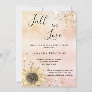 Invitation Douche nuptiale rose or tournesol rustique chute