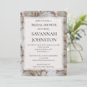 Invitation Douche nuptiale rose pâle chic gris