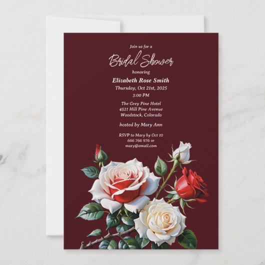 Invitation Douche nuptiale rose pâle rose rose rose roses (Devant)
