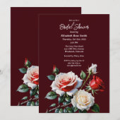 Invitation Douche nuptiale rose pâle rose rose rose roses (Devant / Derrière)