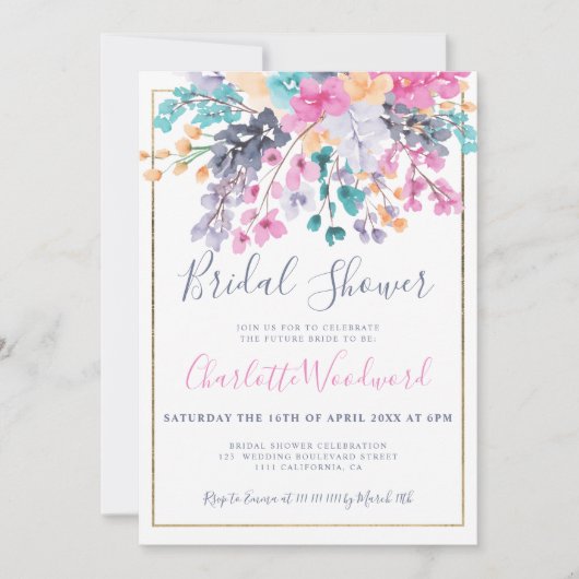 Invitation Douche nuptiale rose pastel (Devant)