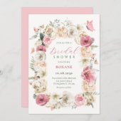 Invitation Douche nuptiale rose pastel pastel (Devant / Derrière)