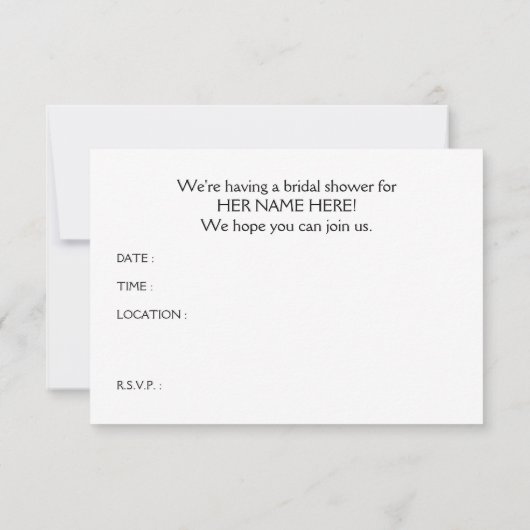 Invitation douche nuptiale : rose rose (Dos)