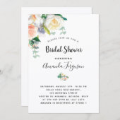 Invitation Douche nuptiale rose rose blanche (Devant / Derrière)