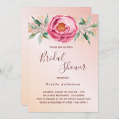 Invitation Douche nuptiale rose rose rose rose floral (Devant / Derrière)