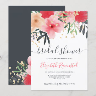 Invitation Douche nuptiale rose rouge vert vert moderne