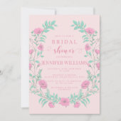 Invitation Douche nuptiale rose turquoise vert (Devant)