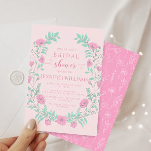 Invitation Douche nuptiale rose turquoise vert