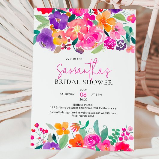 Invitation Douche nuptiale rose vif