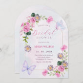 Invitation Douche nuptiale rose violet (Devant / Derrière)