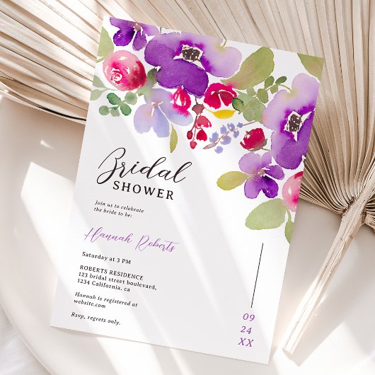 Invitation Douche nuptiale rose violet