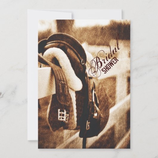 Invitation Douche-nuptiale rustique à cheval de cowboy occide (Devant)