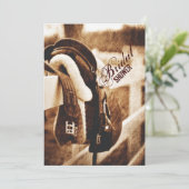 Invitation Douche-nuptiale rustique à cheval de cowboy occide (Debout devant)