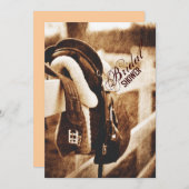 Invitation Douche-nuptiale rustique à cheval de cowboy occide (Devant / Derrière)