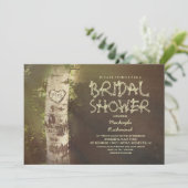 Invitation Douche nuptiale rustique de bouleau (Debout devant)