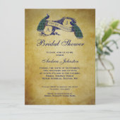 Invitation Douche nuptiale rustique de paon (Debout devant)