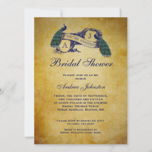 Invitation Douche nuptiale rustique de paon