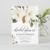 Invitation Douche nuptiale rustique florale de magnolia (Debout devant)