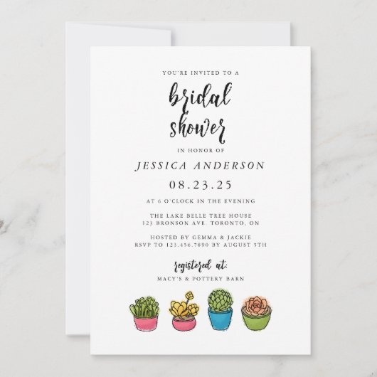Invitation Douche nuptiale succulente (Devant)