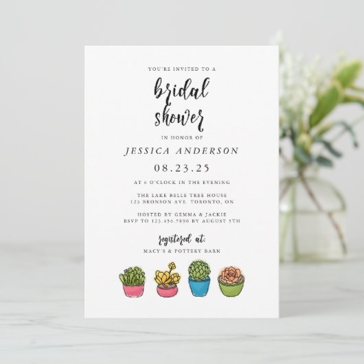 Invitation Douche nuptiale succulente (Debout devant)