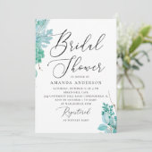 Invitation Douche nuptiale succulente à la menthe d'aquarelle (Debout devant)