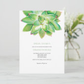 Invitation Douche nuptiale Succulente Aquarelle verte (Debout devant)