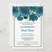Invitation Douche nuptiale turquoise couleur or blanc rose (Devant)