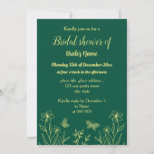 Invitation Douche nuptiale vert émeraude fleur d'or simple (Devant)