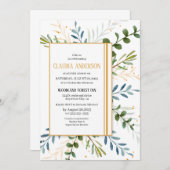 Invitation Douche nuptiale verte Eucalyptus feuillage (Devant / Derrière)