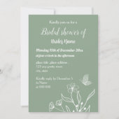 Invitation Douche nuptiale verte sauge simple (Devant)