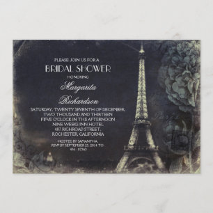 Invitation Douche nuptiale vintage de Tour Eiffel de Paris