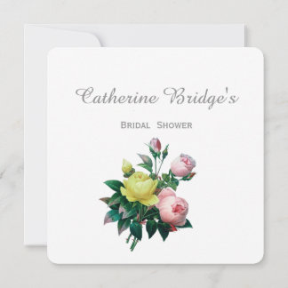 Invitation Douche nuptiale vintage rose et jaune rose