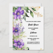 Invitation Douche nuptiale violet fleurs sauvages été floral (Devant)