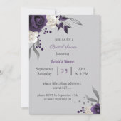 Invitation douche nuptiale violet poussiéreuse et fleurs blan (Devant)
