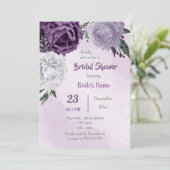 Invitation douche nuptiale violette & blanc fleurie (Debout devant)