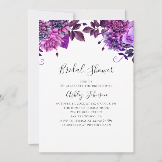 Invitation Douche nuptiale violette et lilas (Devant)
