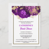 Invitation Douche nuptiale violette or blanc rose (Devant)