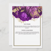 Invitation Douche nuptiale violette or blanc rose (Dos)