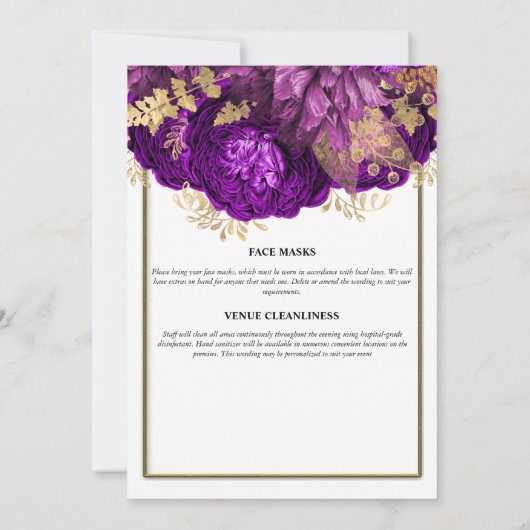Invitation Douche nuptiale violette or blanc rose (Dos)