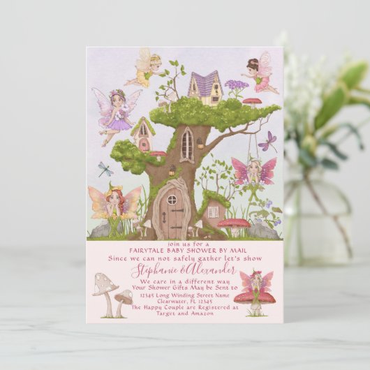 Invitation Douche par aquarelle Fée Mail Illustrations (Debout devant)