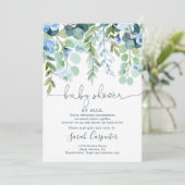 Invitation Douche par Baby shower floral bleu Mail (Debout devant)